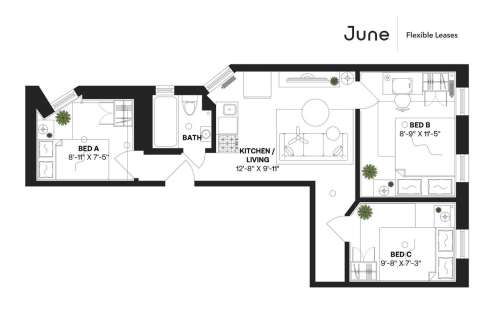 Private bedroom in 3 bed/1 bath Home 30 2