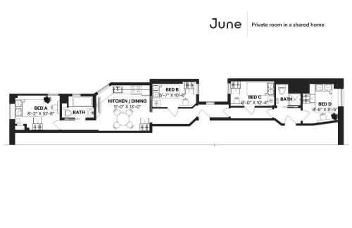 Private bedroom in 4 bed/2 bath Home 37 2