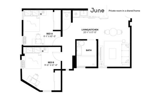 Private bedroom in 4 bed/1 bath Home 181 0