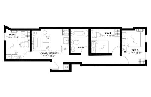 Private bedroom in 3 bed/1 bath Home 88 3
