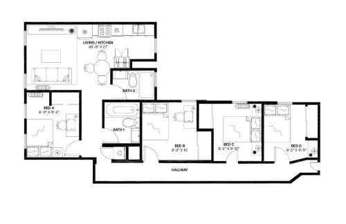 Private bedroom in 4 bed/1 bath Home 219 1