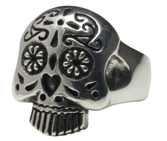 Femme Metale .925 Sterling Silver Sugar Skull Ring 5 12-Rings