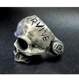 Heavy Memento Mori Oxidized Sterling Silver Skull Ring-Rings