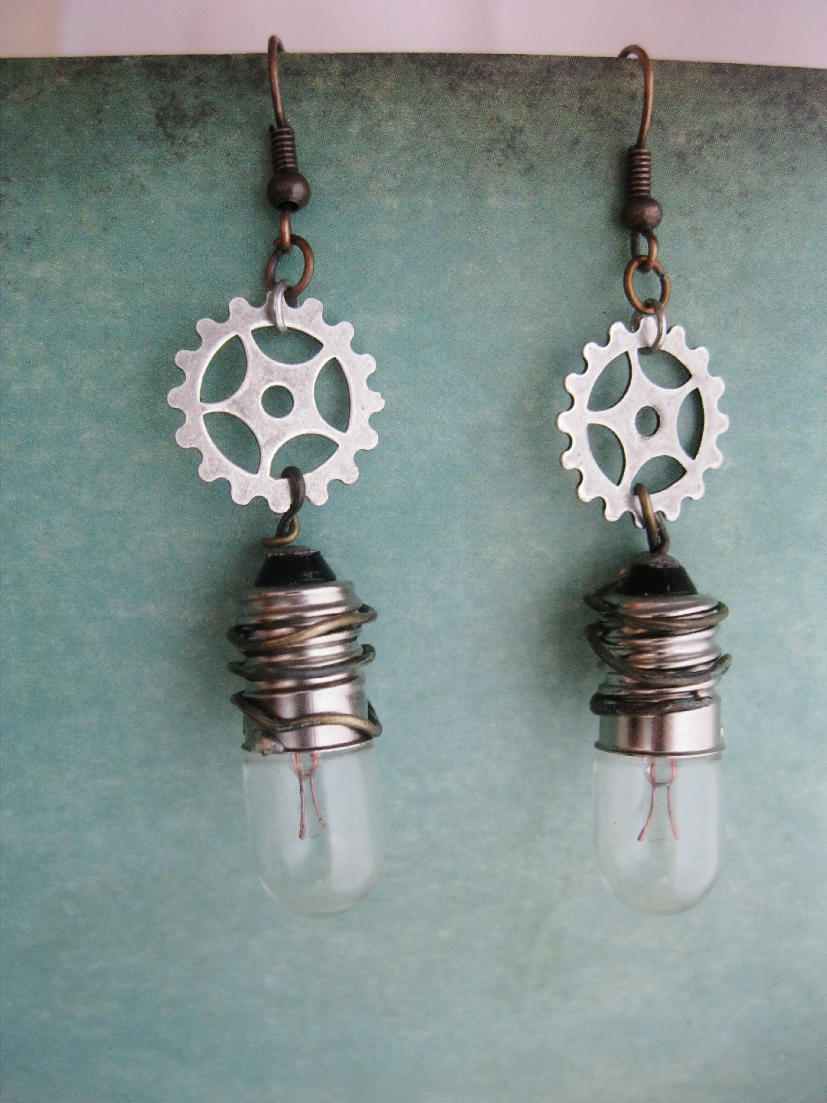 wire wrapped steampunk earrings
