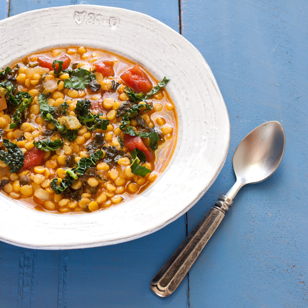 Spicy kale and split pea soup Glutenfree Vegan