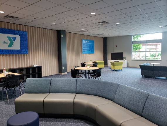 image of the ounge space with couch and seating areas