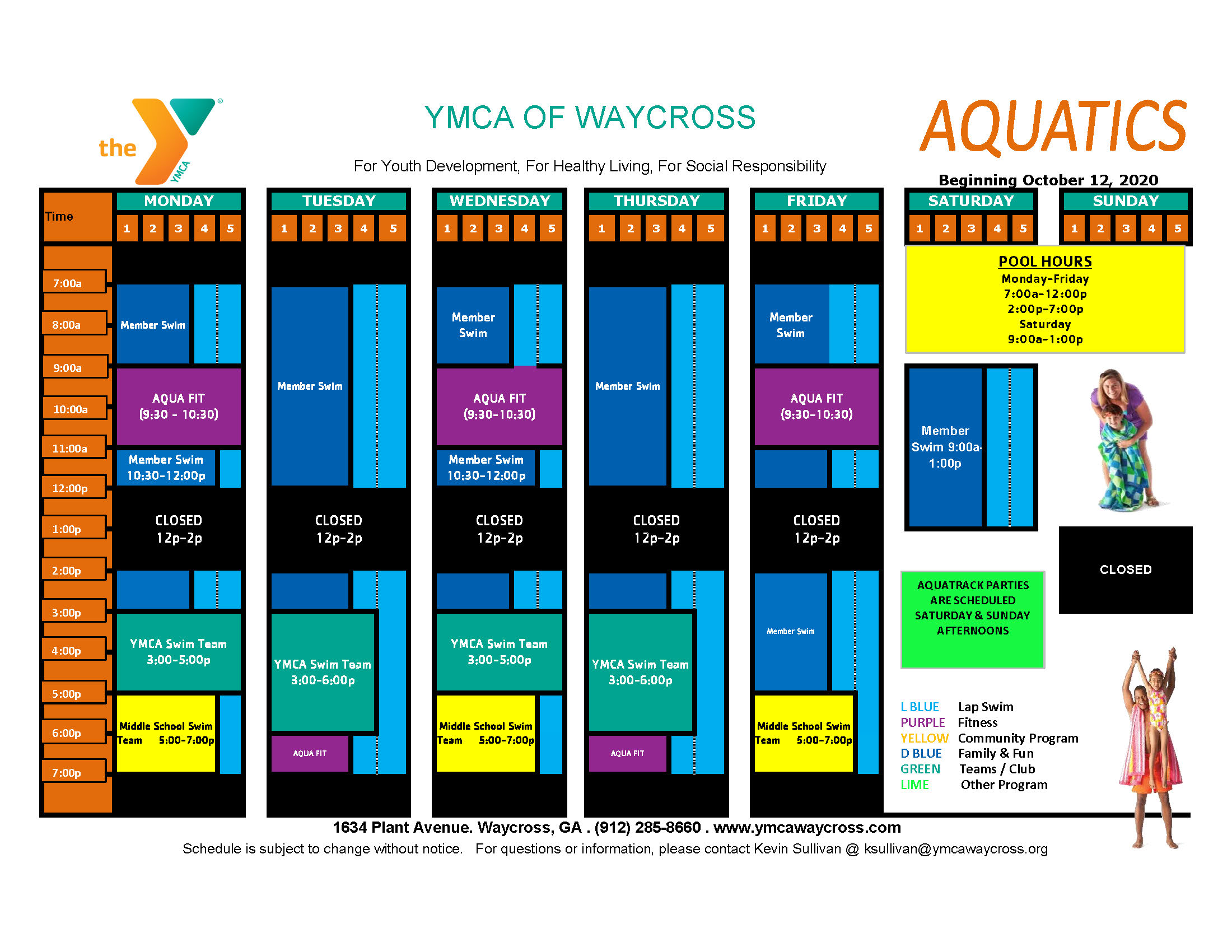 Pool Schedule YMCA of Waycross