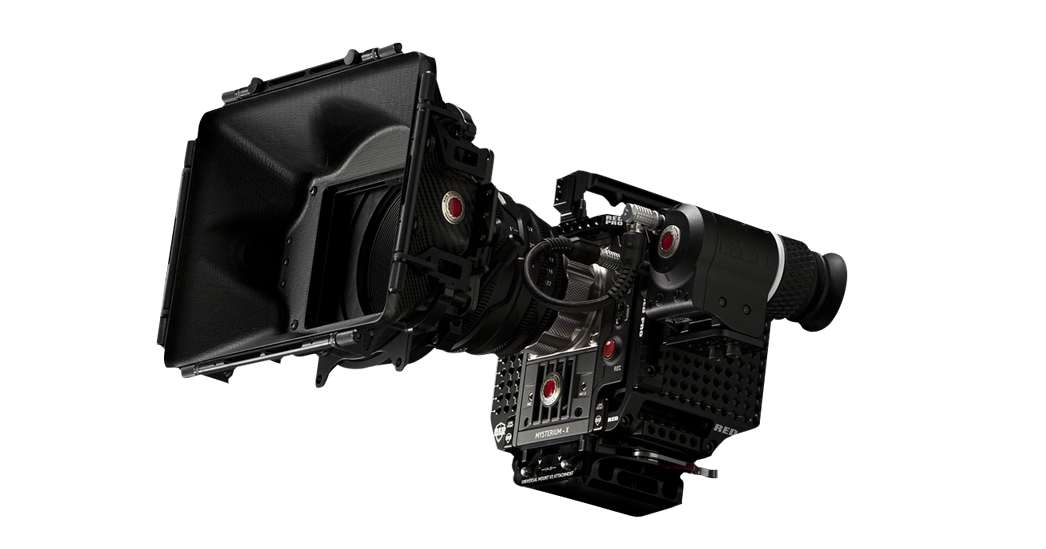 SCARLET-X configured with matte box, tactical cage and Bomb EVF