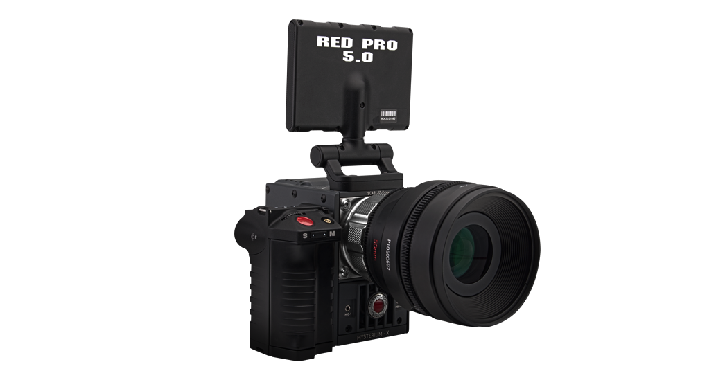 SCARLET-X with RED lens, LCD touchscreen, side handle