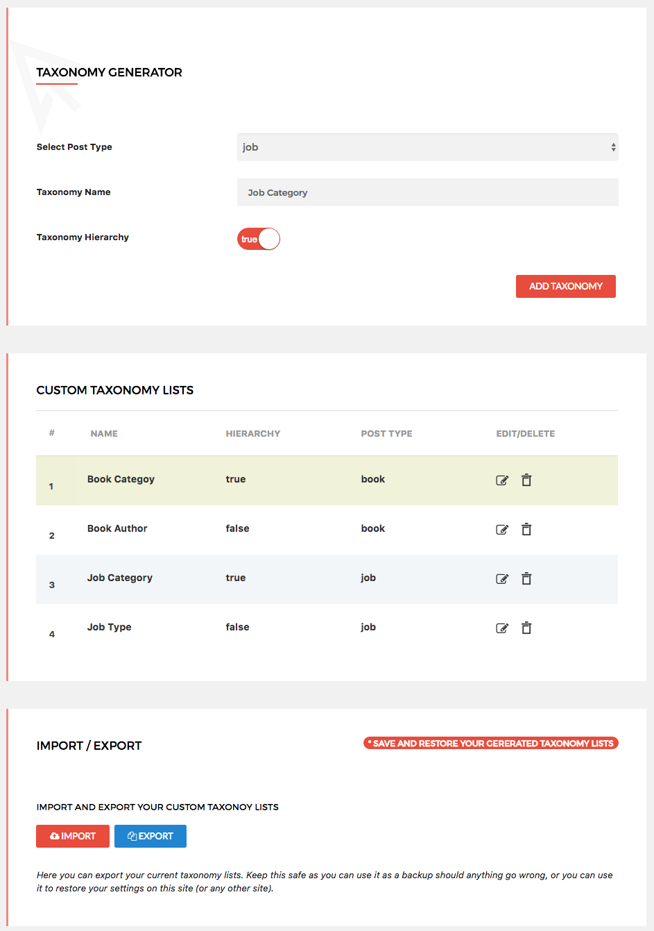 wordpress custom taxonomy builder