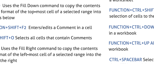 Free Excel for Mac keyboard shortcuts sheet