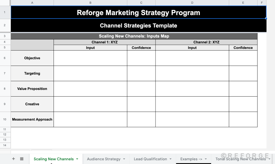 Maps And Templates - Channel Strategies Template - Reforge