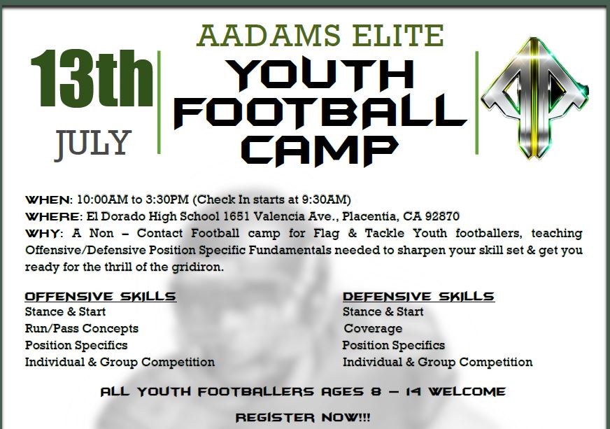 AAdams Elite Camp Flyer