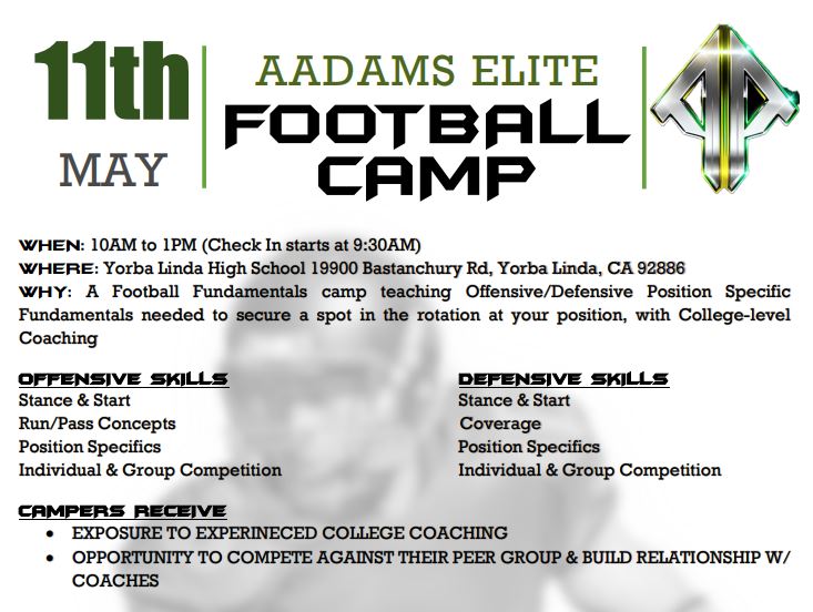 AAdams Elite Camp Flyer