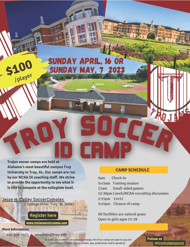 View Troy Soccer ID Camp April 16th Details