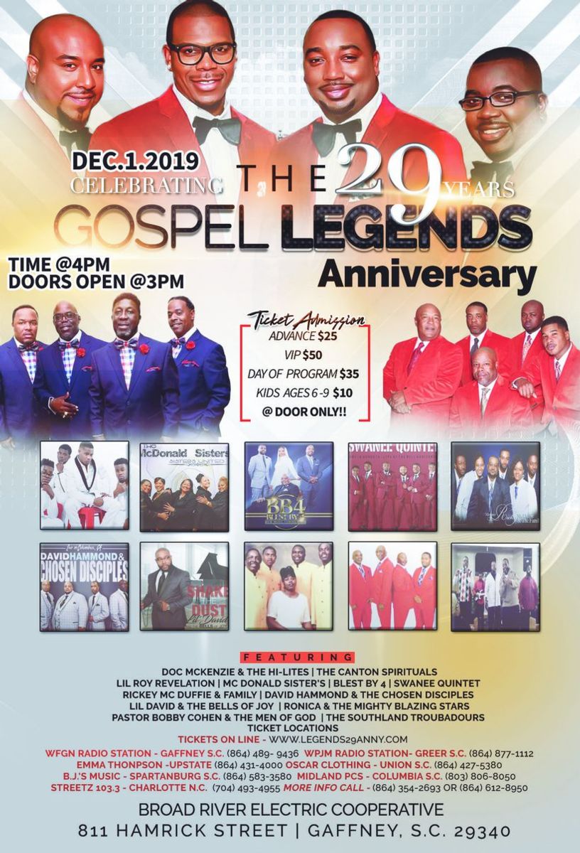 View The Gospel Legends 29th Anniversary Performance Details