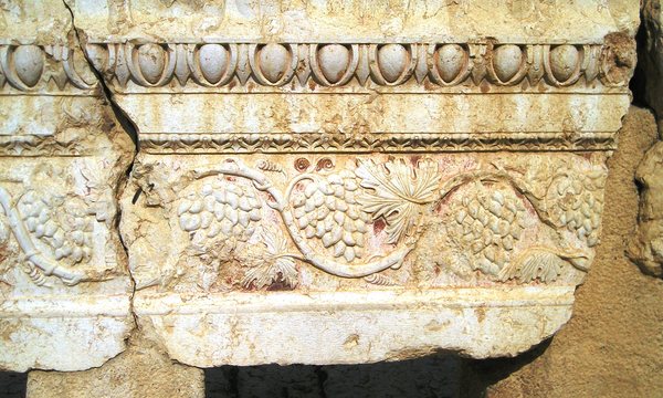 Carvings of grapes with paint temple of bel  palmyra %284112122339%29