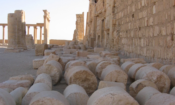 Ruins of the outer arcade in the temple of bel palmyra syria