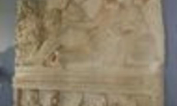 A view shows a damaged artefact at the museum of the historic city of palmyra