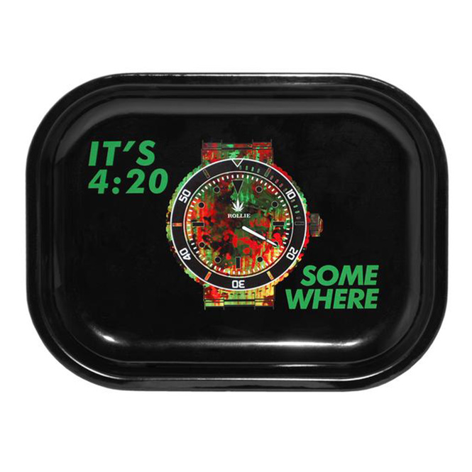 Rollie It's 4:20 Somewhere Small Metal Rolling Tray
