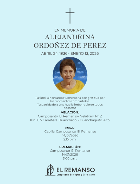 ALEJANDRINA ORDOÑEZ DE PEREZ