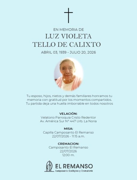 TELLO DE CALIXTO, LUZ VIOLETA