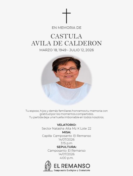 AVILA DE CALDERON, CASTULA