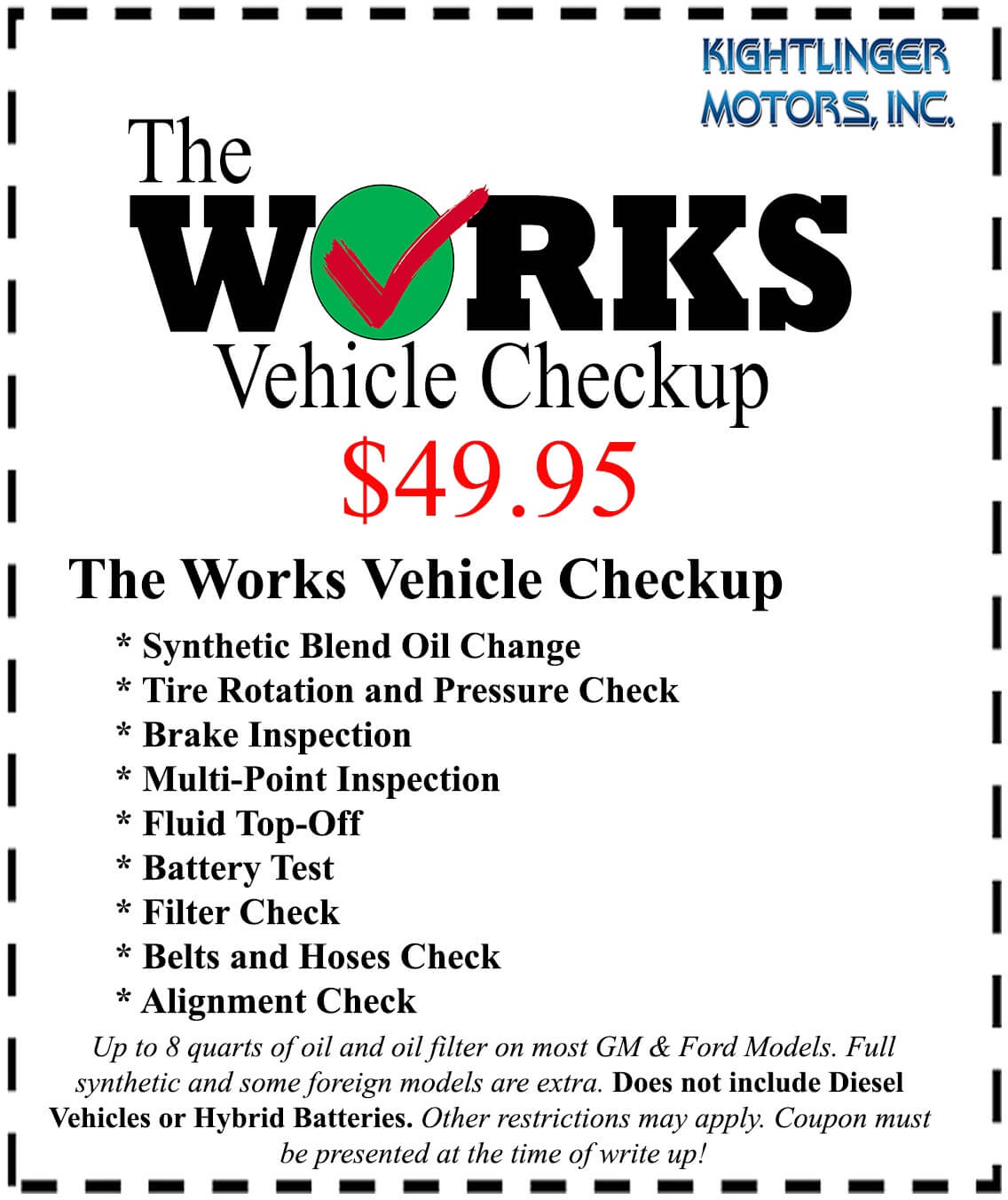 Kightlinger Motors Online Service Coupons & Specials