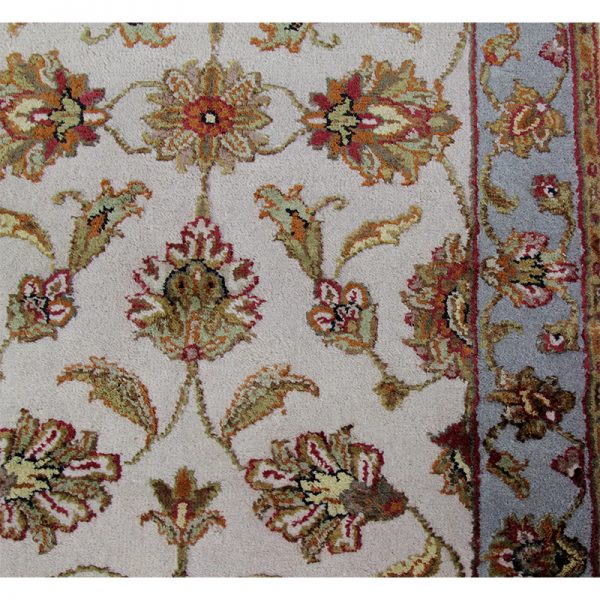 2.6x22.4 Ivory/Blue Wool And Silk Persian Kashan Style Runner Rug 500449