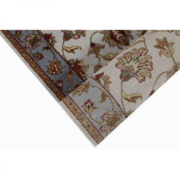 2.6x22.4 Ivory/Blue Wool And Silk Persian Kashan Style Runner Rug 500449