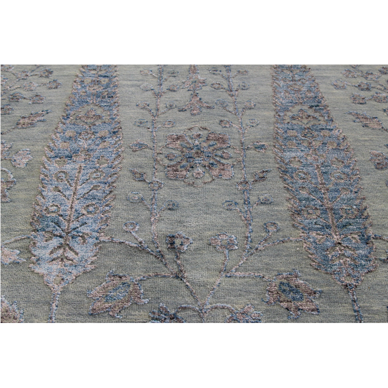 9x12 Gray/Light Blue Transitional Wool and Silk Rug 500663 NEW AND