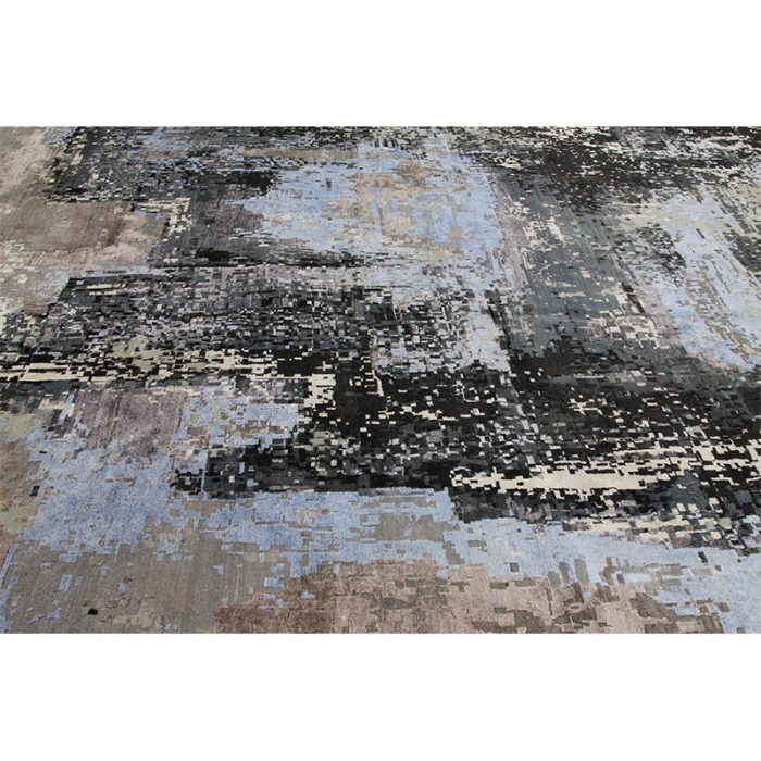 12x15Charcoal/Light Blue Modern Abstract Rug 501146