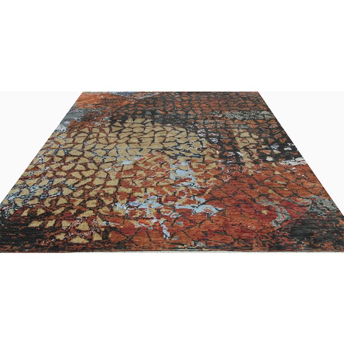 9x12 Black/Rust Modern Abstract Rug 501075