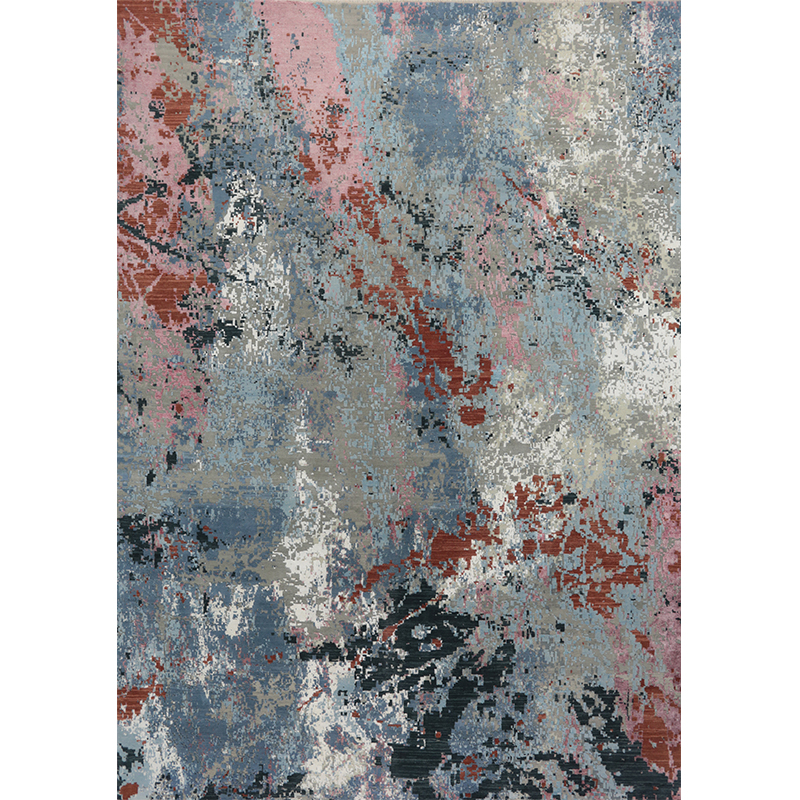 Modern Abstract area rug size 10" x 14 " Pink and Light blue