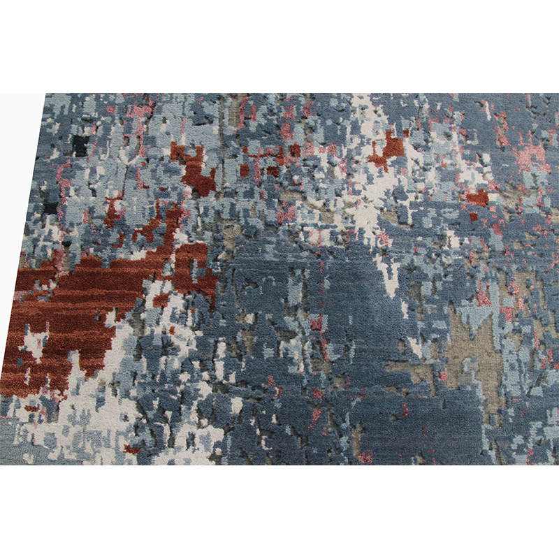 Modern Abstract area rug size 10" x 14 " Pink and Light blue