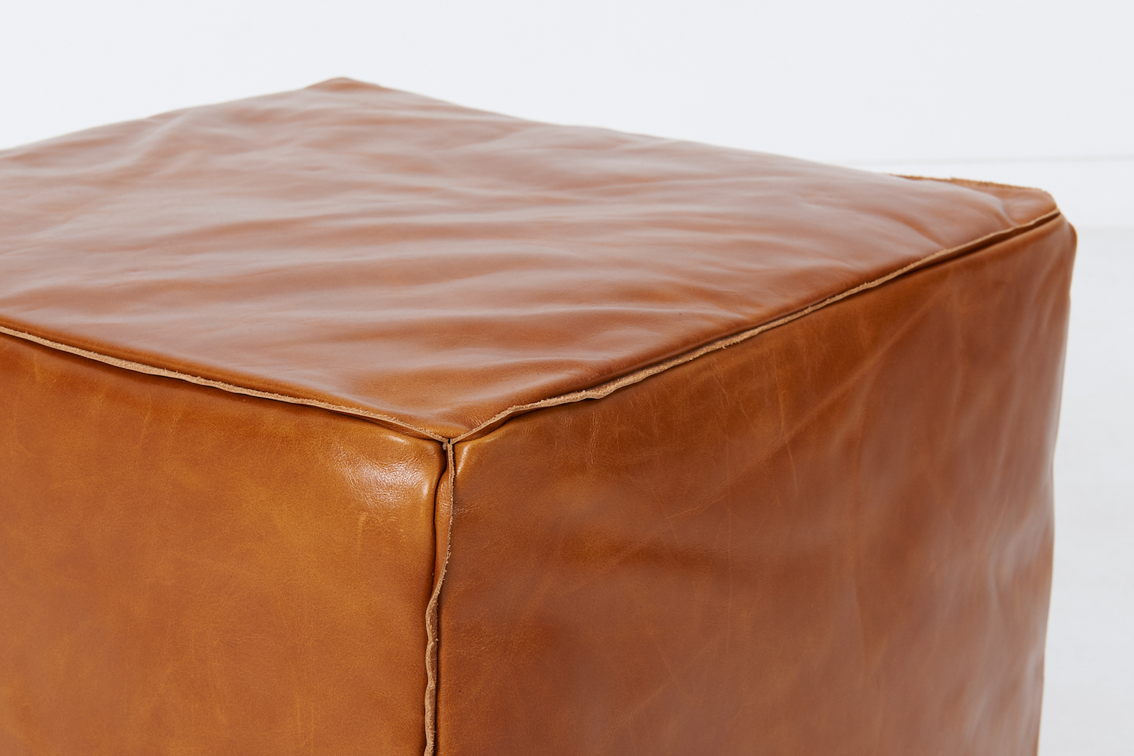 Leather Cube Ottoman Patina