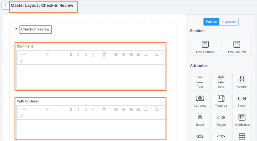 Master layout : check in review