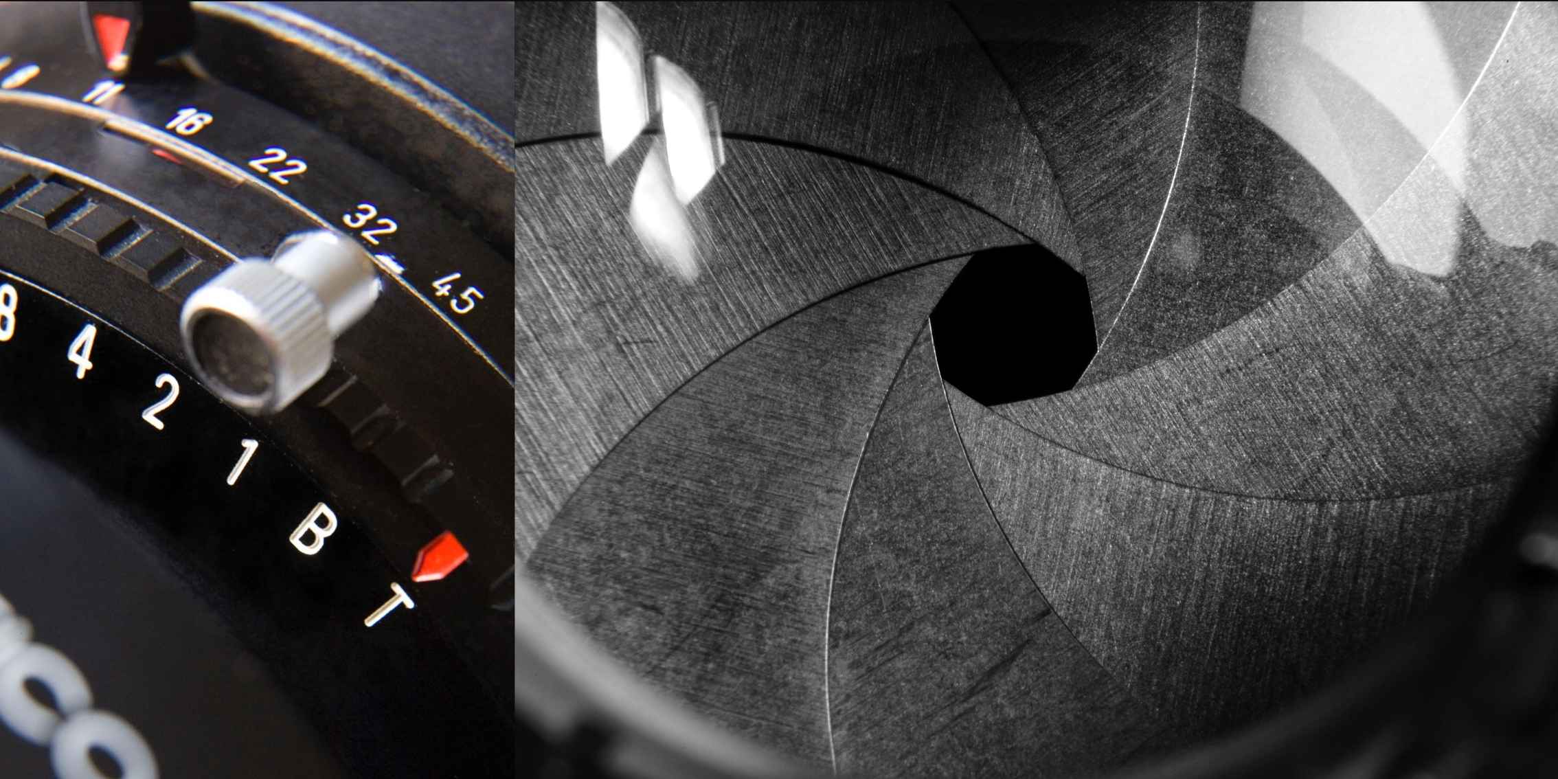 Detailed view of a camera lens's
internal mechanism, including the diaphragm and aperture
blades.  Detailed view of a camera lens's internal mechanism, including the
diaphragm and aperture blades.