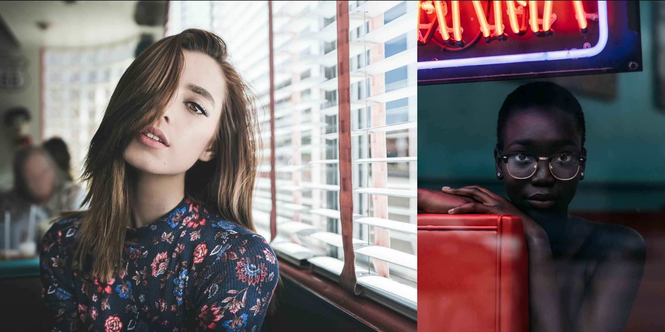 two contrasting examples of portrait shots of women in cafes two contrasting examples of portrait shots of women in cafes