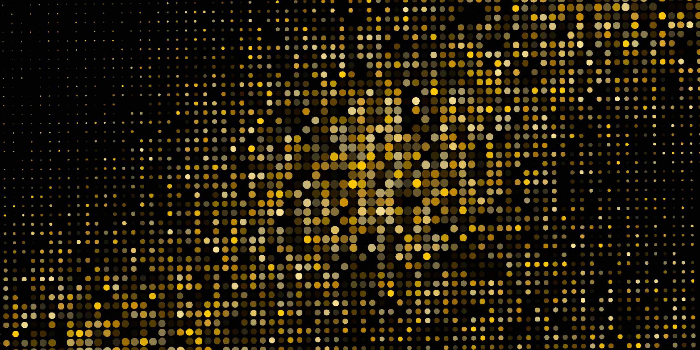 A pattern of golden pixels forming a sparkling effect on a black background A pattern of golden pixels forming a sparkling effect on a black background