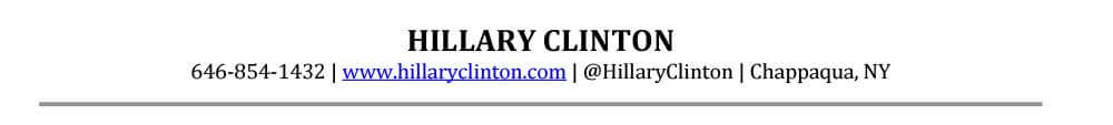 Senior Resume Header Sample Hillary Clinton