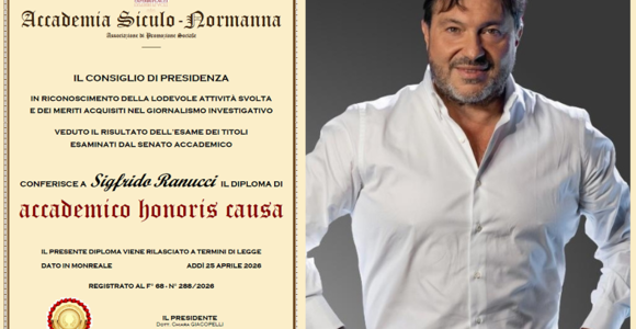 Conferito a Sigfrido Ranucci il diploma “honoris causa” dell’Accademia Siculo-Normanna