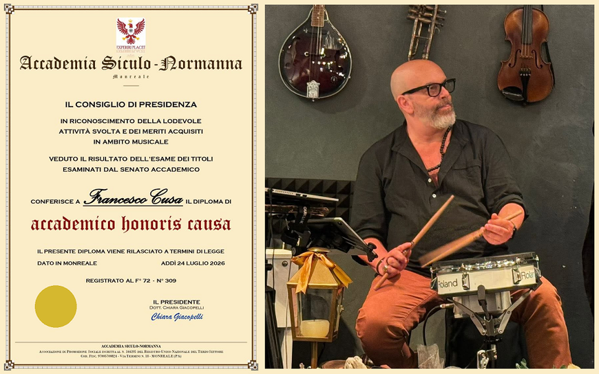 A FRANCESCO CUSA IL DIPLOMA HONORIS CAUSA DELL'ACCADEMIA SICULO-NORMANNA