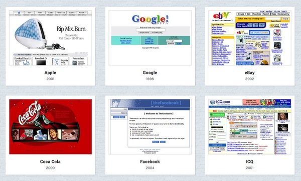 What popular websites looked like 20 years ago