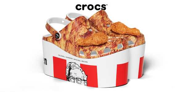 KFC and Crocs teamed up on a pair of fried-chicken Crocs, complete with chicken-scented drumstick charms on top