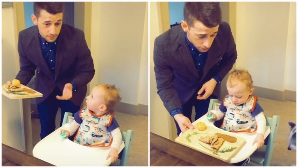 Creative Dad Elegantly Plates and Serves His Son's Lunch as a Waiter in a High-End Restaurant