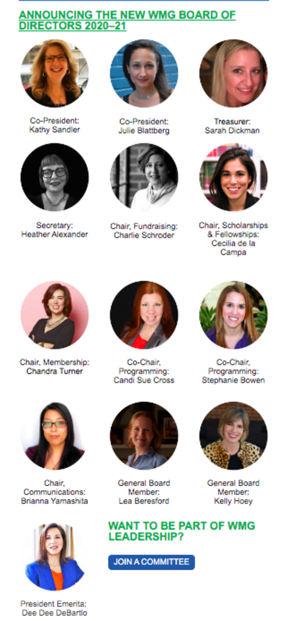 Proud to serve Women's Media Group and look at this rockstar board!!