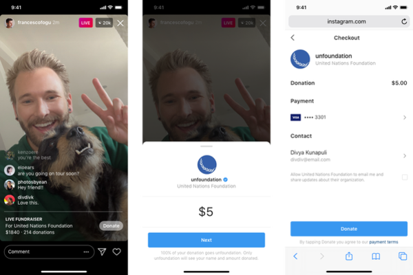 Instagram now allows users to fundraise for nonprofits while live streaming