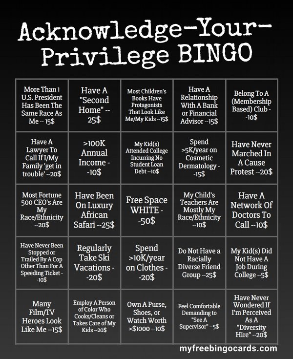 Smart idea from Lauren Zalaznick - donate to a charity based on this bingo.