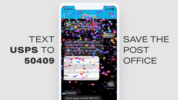 Text USPS to 50409 + @Resistbot will write yr elected officials. Also buy stamps!